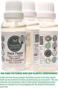 Nativilis Black Pepper Organic Essential Oil 30 ml (Piper nigrum) - Ease aching muscles boost the immune system improves circulation - Copaiba Properties