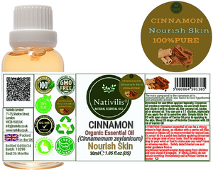 Nativilis Cinnamon Organic Essential Oil 30 ml (Cinnamomum zeylanicum) - antibacterial antifungal antidiabetic and antioxidant - Copaiba properties