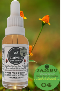 Nativilis Jambu Spilanthol Golden Amazonian Bioactive Oil - Spilanthes Acmella Oleracea Extract - High Viscosity - Better Skin Penetration 100% Natural Botox Alternative - Relax facial muscles reduce wrinkles antioxidant properties Copaiba - 30 ml