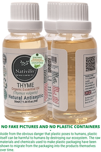 Nativilis Thyme Organic Essential Oil 30 ml (Thymus vulgaris) - Stimulating Balancing Toning - alleviate inflammation in the body, among other benefits - Copaiba Properties