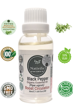 Load image into Gallery viewer, Nativilis Black Pepper Organic Essential Oil 30 ml (Piper nigrum) - Ease aching muscles boost the immune system improves circulation - Copaiba Properties
