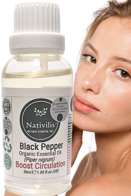 Nativilis Black Pepper Organic Essential Oil 30 ml (Piper nigrum) - Ease aching muscles boost the immune system improves circulation - Copaiba Properties