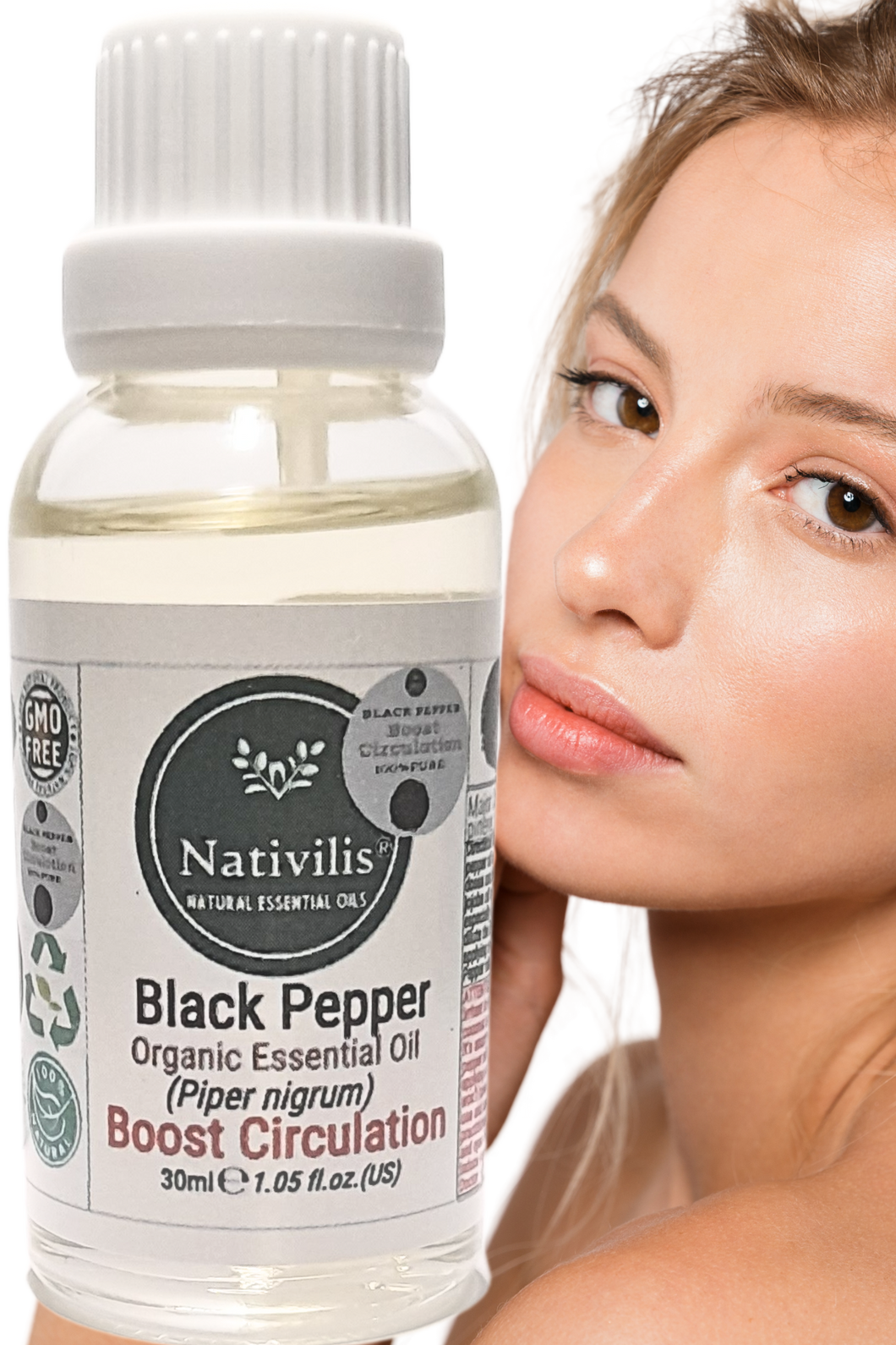 Nativilis Black Pepper Organic Essential Oil 30 ml (Piper nigrum) - Ease aching muscles boost the immune system improves circulation - Copaiba Properties