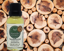 Load image into Gallery viewer, Nativilis Organic Sandalwood Essential Oil (Santalum album) Anti-ageing Soothes the skin Anti-tanning reduce the oxidative stress in the skin reverse sun ward off excess scalp sebum secretion Copaiba
