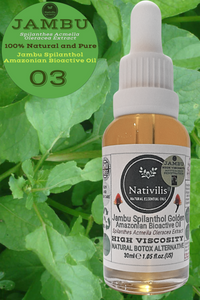 Nativilis Jambu Spilanthol Golden Amazonian Bioactive Oil - Spilanthes Acmella Oleracea Extract - High Viscosity - Better Skin Penetration 100% Natural Botox Alternative - Relax facial muscles reduce wrinkles antioxidant properties Copaiba - 30 ml