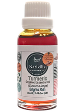 Load image into Gallery viewer, Nativilis Turmeric Organic Essential Oil 30 ml (Curcuma longa) - antimicrobial, calming, and carminative qualities helping digestive complaints, colic, loss of appetite, menstrual discomforts, and joint pain - Copaiba Properties
