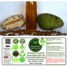 Load image into Gallery viewer, Nativilis Amazonian Soursop Graviola Guanabana Virgin Natural Bio Skin and Hair Oil (Annona muricata- Brazilian paw-paw) – Undiluted - Unrefined - Copaiba benefits
