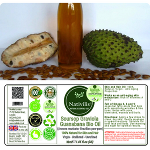 Nativilis Amazonian Soursop Graviola Guanabana Virgin Natural Bio Skin and Hair Oil (Annona muricata- Brazilian paw-paw) – Undiluted - Unrefined - Copaiba benefits