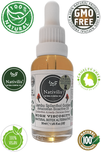 Nativilis Jambu Spilanthol Golden Amazonian Bioactive Oil - Spilanthes Acmella Oleracea Extract - High Viscosity - Better Skin Penetration 100% Natural Botox Alternative - Relax facial muscles reduce wrinkles antioxidant properties Copaiba - 30 ml