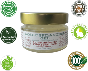 Nativilis Jambu Spilanthol Gel - (Spilanthes Acmella Oleracea Extract) - 100% Natural Vegan Pure - Relax Intimate Vibe Sensation - Muscle Relaxant Effect - Popular Female Aphrodisiac - Natural Botox Alternative - Copaiba Properties - 100 ml