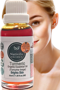 Nativilis Turmeric Organic Essential Oil 30 ml (Curcuma longa) - antimicrobial, calming, and carminative qualities helping digestive complaints, colic, loss of appetite, menstrual discomforts, and joint pain - Copaiba Properties