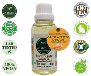 Nativilis Frankincense Carterii Olibanum Oil Oman (Boswellia Carterii ) - natural anti-acne anti-wrinkle improve oral hygiene prevent gum disease antibacterial properties - Copaiba properties 30ml Media 1 of 36