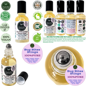 Nativilis Natural Relief for bug bites stings mosquito nettle fleas - Organic Essential Oil Formula - Roll on ball Stainless Steel Ideal Capacity 30ml Daily Use Travel Easy to carry in your purse/bag