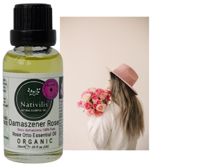 Nativilis Organic Rose Otto Essential Oil (Rosa damascena) - 100% Pure and Natural - 30ml - (GC/MS Tested) -