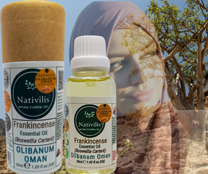 Nativilis Frankincense Carterii Olibanum Oil Oman (Boswellia Carterii ) - natural anti-acne anti-wrinkle improve oral hygiene prevent gum disease antibacterial properties - Copaiba properties 30ml