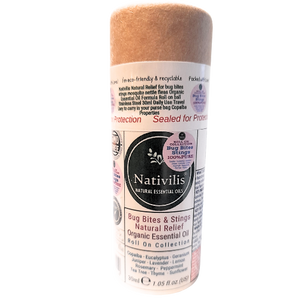 Nativilis Natural Relief for bug bites stings mosquito nettle fleas - Organic Essential Oil Formula - Roll on ball Stainless Steel Ideal Capacity 30ml Daily Use Travel Easy to carry in your purse/bag