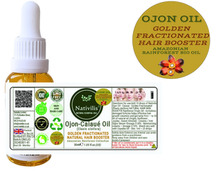 Nativilis Ojon Caiaue GOLDEN FRACTIONATED Oil - (Elaeis oleifera) NATURAL HAIR SKIN BOOSTER Rainforest Virgin Oil - revitalizes damaged follicles helps effective hair growth volumize and get tame frizz – Copaiba