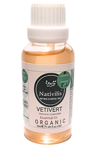 Nativilis Organic Vetivert Essential Oil (Vetiveria zizanoides) - 100% Natural - 30ml - (GC/MS Tested)