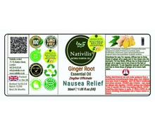 Load image into Gallery viewer, Nativilis Ginger Root Essential Oil (Zingiber Officinale ) - Anti-inflammatory relieve nausea - promote hair health and growth and skin care - Copaiba properties 30ml
