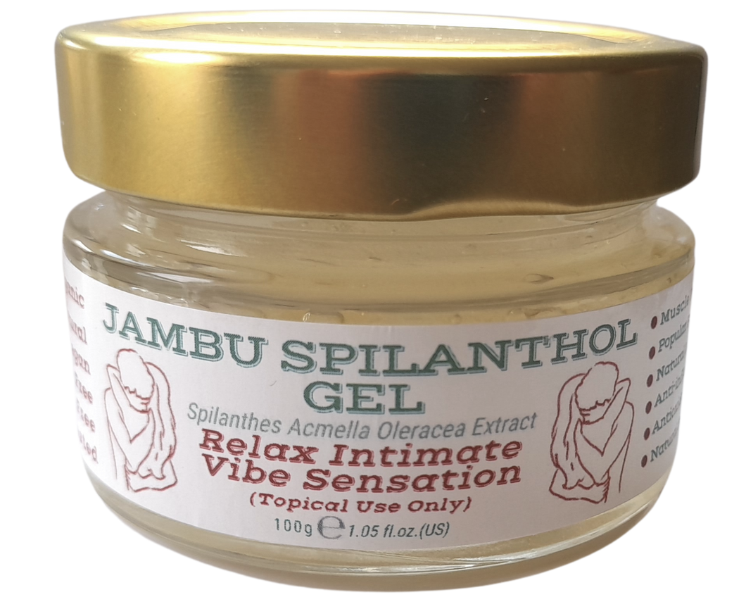 Nativilis Jambu Spilanthol Gel - (Spilanthes Acmella Oleracea Extract) - 100% Natural Vegan Pure - Relax Intimate Vibe Sensation - Muscle Relaxant Effect - Popular Female Aphrodisiac - Natural Botox Alternative - Copaiba Properties - 100 ml