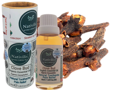 Load image into Gallery viewer, Nativilis Organic Clove Bud Essential Oil (Eugenia Caryophyllus) - natural pain reliever for toothache muscle pain - skin care - Copaiba properties 30ml
