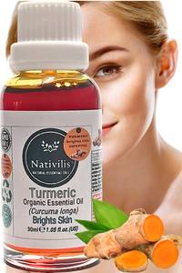 Nativilis Turmeric Organic Essential Oil 30 ml (Curcuma longa) - antimicrobial, calming, and carminative qualities helping digestive complaints, colic, loss of appetite, menstrual discomforts, and joint pain - Copaiba Properties