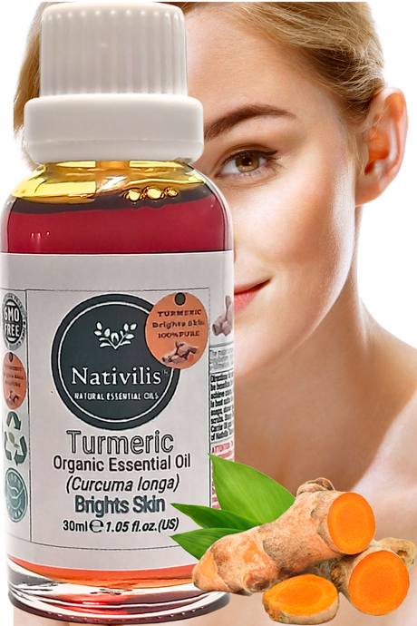 Nativilis Turmeric Organic Essential Oil 30 ml (Curcuma longa) - antimicrobial, calming, and carminative qualities helping digestive complaints, colic, loss of appetite, menstrual discomforts, and joint pain - Copaiba Properties