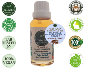 Nativilis Organic Clove Bud Essential Oil (Eugenia Caryophyllus) - natural pain reliever for toothache muscle pain - skin care - Copaiba properties 30ml Media 11 of 30