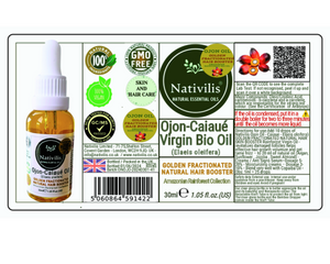 Nativilis Ojon Caiaue GOLDEN FRACTIONATED Oil - (Elaeis oleifera) NATURAL HAIR SKIN BOOSTER Rainforest Virgin Oil - revitalizes damaged follicles helps effective hair growth volumize and get tame frizz – Copaiba