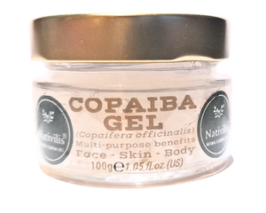 Nativilis Copaiba Gel (Copaifera officinalis) 100% Natural Multipurpose Gel Face Skin Body Moisturizing Anti-aging and Melasma Treating Inflammation Dermatitis and Fungal Infections Relieve Aching Sore Muscles Joint Back Pains Circulation Varicose Veins