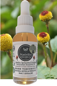 Nativilis Jambu Spilanthol Golden Amazonian Bioactive Oil - Spilanthes Acmella Oleracea Extract - High Viscosity - Better Skin Penetration 100% Natural Botox Alternative - Relax facial muscles reduce wrinkles antioxidant properties Copaiba - 30 ml