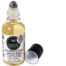 Load image into Gallery viewer, Nativilis Natural Relief for bug bites stings mosquito nettle fleas - Organic Essential Oil Formula - Roll on ball Stainless Steel Ideal Capacity 30ml Daily Use Travel Easy to carry in your purse/bag
