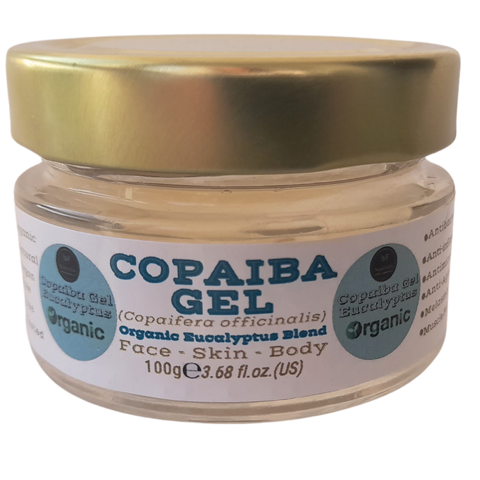 Nativilis Copaiba Gel Eucalyptus (Copaifera officinalis) 100% Natural Multipurpose Gel Face Skin Body Moisturizing Anti-aging and Melasma Treating Inflammation Dermatitis and Fungal Infections Relieve Congestion