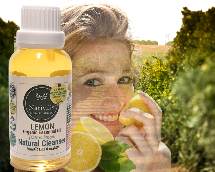 Nativilis Lemon Organic Essential Oil 30 ml (Citrus limon) - Absorbent antibacterial antifungal fight against acne facial cleanser - Copaiba Properties