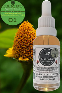 Nativilis Jambu Spilanthol Golden Amazonian Bioactive Oil - Spilanthes Acmella Oleracea Extract - High Viscosity - Better Skin Penetration 100% Natural Botox Alternative - Relax facial muscles reduce wrinkles antioxidant properties Copaiba - 30 ml