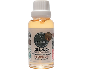 Nativilis Cinnamon Organic Essential Oil 30 ml (Cinnamomum zeylanicum) - antibacterial antifungal antidiabetic and antioxidant - Copaiba properties