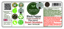 Load image into Gallery viewer, Nativilis Black Pepper Organic Essential Oil 30 ml (Piper nigrum) - Ease aching muscles boost the immune system improves circulation - Copaiba Properties
