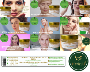 Nativilis Jambu Spilanthol Gel - (Spilanthes Acmella Oleracea Extract) - 100% Vegan Pure Natural Botox Alternative Better Skin Penetration Improve Skin Firmness Copaiba Properties - 100 ml