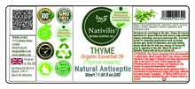 Load image into Gallery viewer, Nativilis Thyme Organic Essential Oil 30 ml (Thymus vulgaris) - Stimulating Balancing Toning - alleviate inflammation in the body, among other benefits - Copaiba Properties
