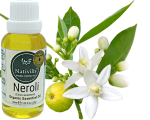 Nativilis Organic Neroli Essential Oil (Citrus aurantium) - 100% Natural - 30ml - (GC/MS Tested)