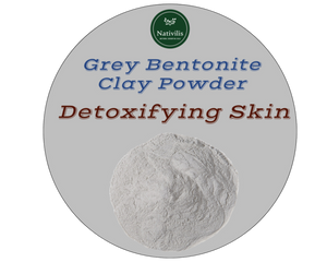 Nativilis Gray (Grey) Bentonite Clay Powder - Natural Facial Hair Body Mask Fine Soft Texture Removing Toxins from the Body Detoxifying Skin Hydrates the Hair and Scalp Copaiba