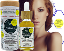 Load image into Gallery viewer, Nativilis BEHENIC ACID enriched from 04 Amazonian Rainforest Bio Oil - PATAUA PRACAXI MURUMURU CUPUACU- boosts hydration levels, reducing frizz and curl volume, leaving hair shiny - Copaiba
