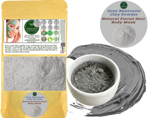 Nativilis Gray (Grey) Bentonite Clay Powder - Natural Facial Hair Body Mask Fine Soft Texture Removing Toxins from the Body Detoxifying Skin Hydrates the Hair and Scalp Copaiba