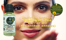 Load image into Gallery viewer, Nativilis Organic Sunflower Seed Carrier Oil (Helianthus annuus) Omega 6 Hair, Face &amp; Skin - Natural Cold Pressed - Non-comedogenic - Promotes Moisture Retention in Skin and Hair Acne-Prone – Copaiba
