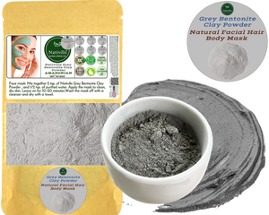 Nativilis Gray (Grey) Bentonite Clay Powder - Natural Facial Hair Body Mask Fine Soft Texture Removing Toxins from the Body Detoxifying Skin Hydrates the Hair and Scalp Copaiba