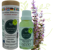 Load image into Gallery viewer, Nativilis Organic Clary Sage Essential Oil (Salvia sclarea) - 100% Natural - 30ml - (GC/MS Tested)
