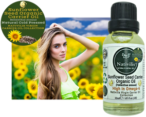 Nativilis Organic Sunflower Seed Carrier Oil (Helianthus annuus) Omega 6 Hair, Face & Skin - Natural Cold Pressed - Non-comedogenic - Promotes Moisture Retention in Skin and Hair Acne-Prone – Copaiba