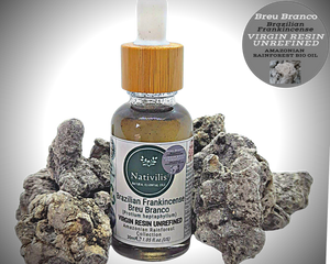 Nativilis Brazilian Frankincense - BREU BRANCO VIRGIN RESIN UNREFINED - Protium heptaphyllum - Amazonian natural resin oil properties anti-inflammatory antiseptic analgesic soothing exfoliant for dry and oily skin - Copaiba