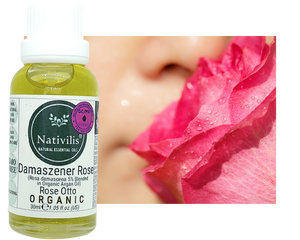 Nativilis Organic Rose Otto Essential Oil Blend 5% (Rosa damascena/Argania spinosa) - 100% Natural - 30ml - (GC/MS Tested)